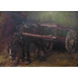 Oil painting of a Horse and cart by William Grant Stevensonæ(1849-1919)