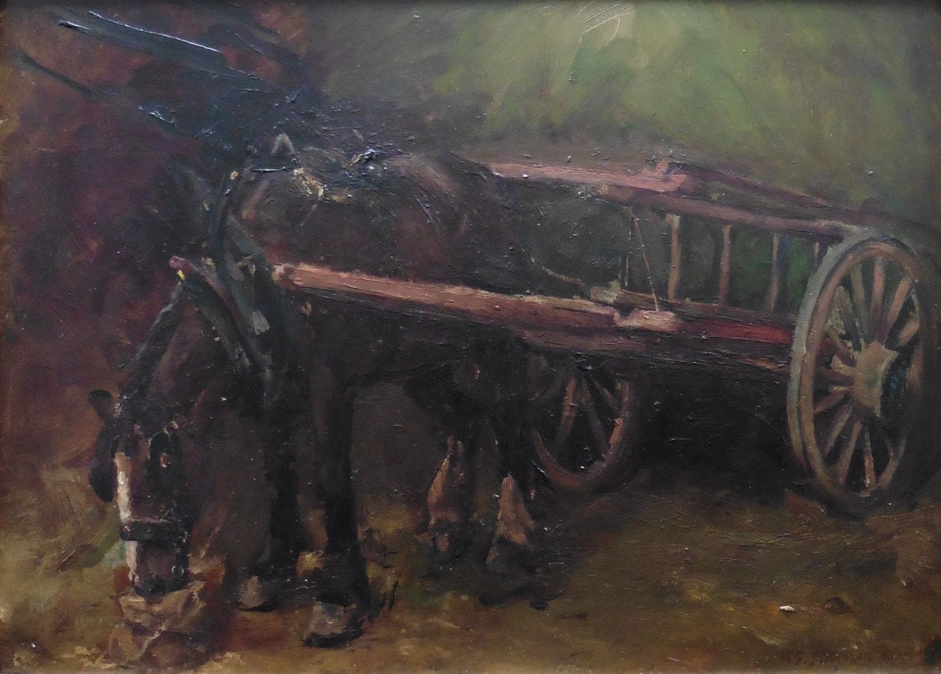 Oil painting of a Horse and cart by William Grant Stevensonæ(1849-1919)