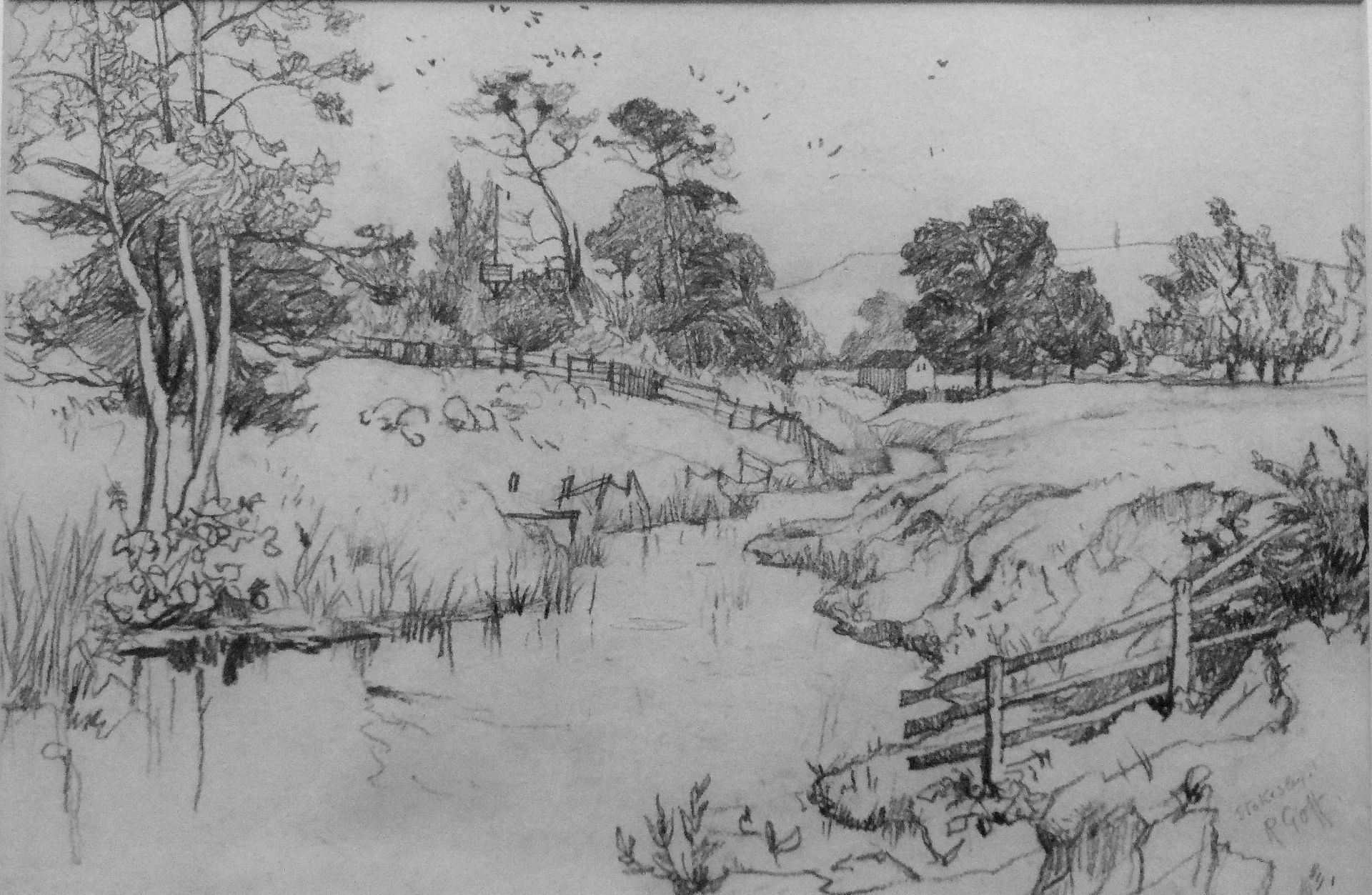 Robert Charles Goff (1837_1922) original pencil drawing Stokesby