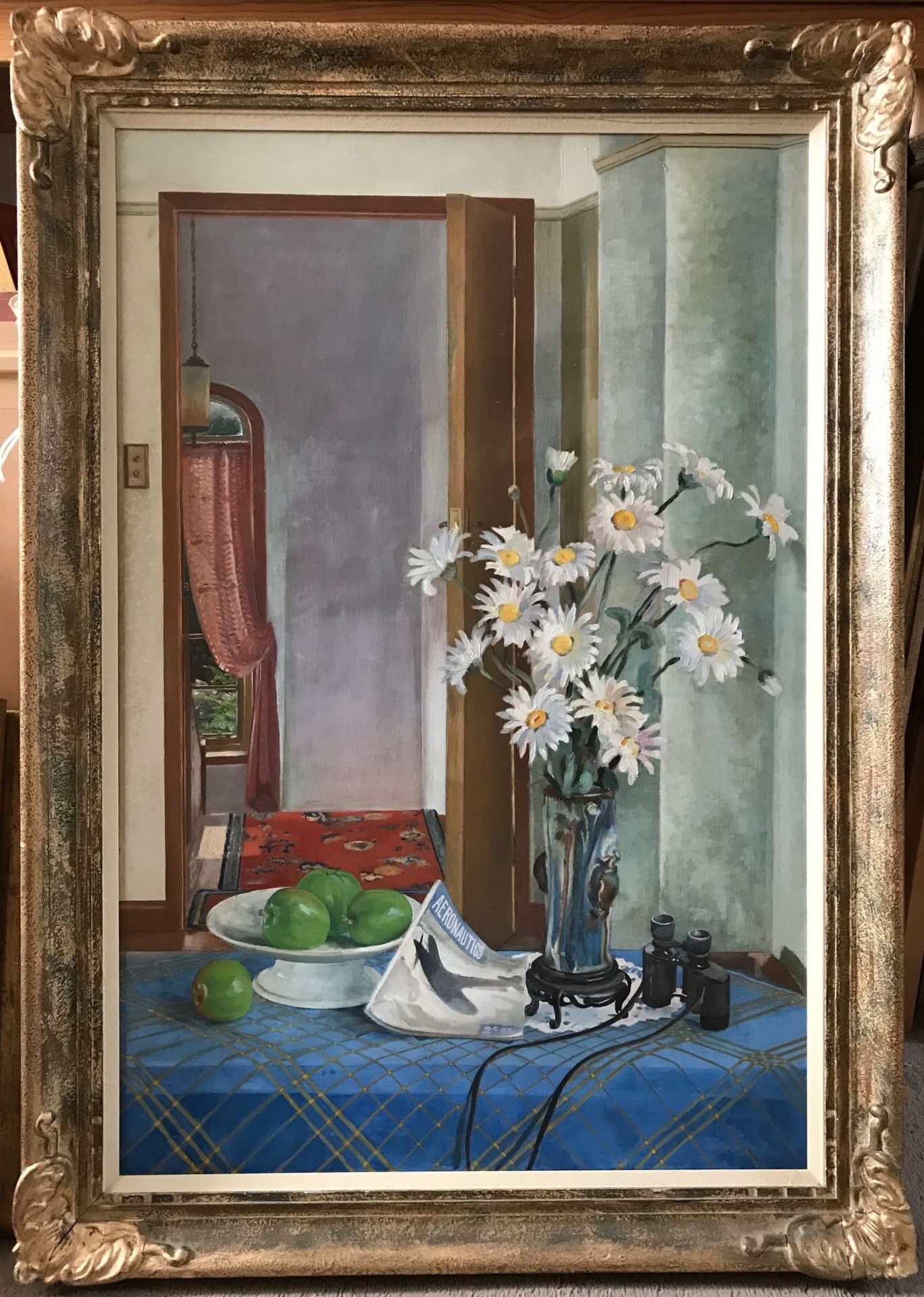 Original oil still life Flowers and Apples by Scottish artist Robert Wilkie,1888-1970 - Image 2 of 4