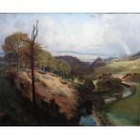 Original signed oil painting "The Almond near Newbridge" by Thomas Bromley Blacklock (1863-1903)