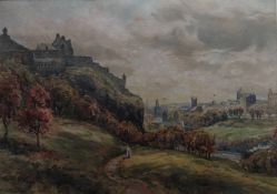 Edinburgh Castle by John Hamilton Glass 1890-1925 Exhibited R.S.A, R.H.A Signed watercolour