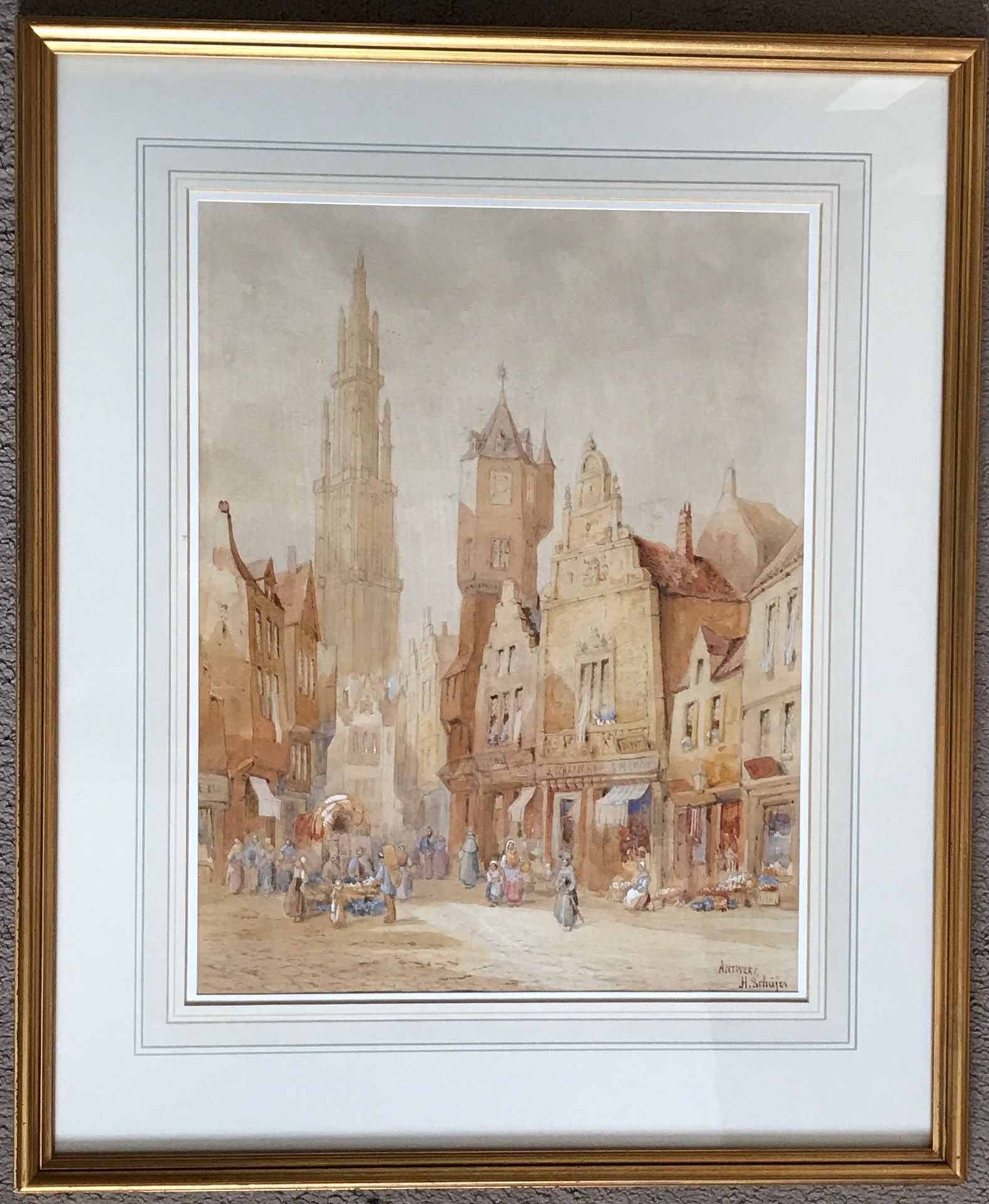 Original watercolour "Antwerp" by Henry Thomas Schafer (1873-1915) - Image 2 of 4
