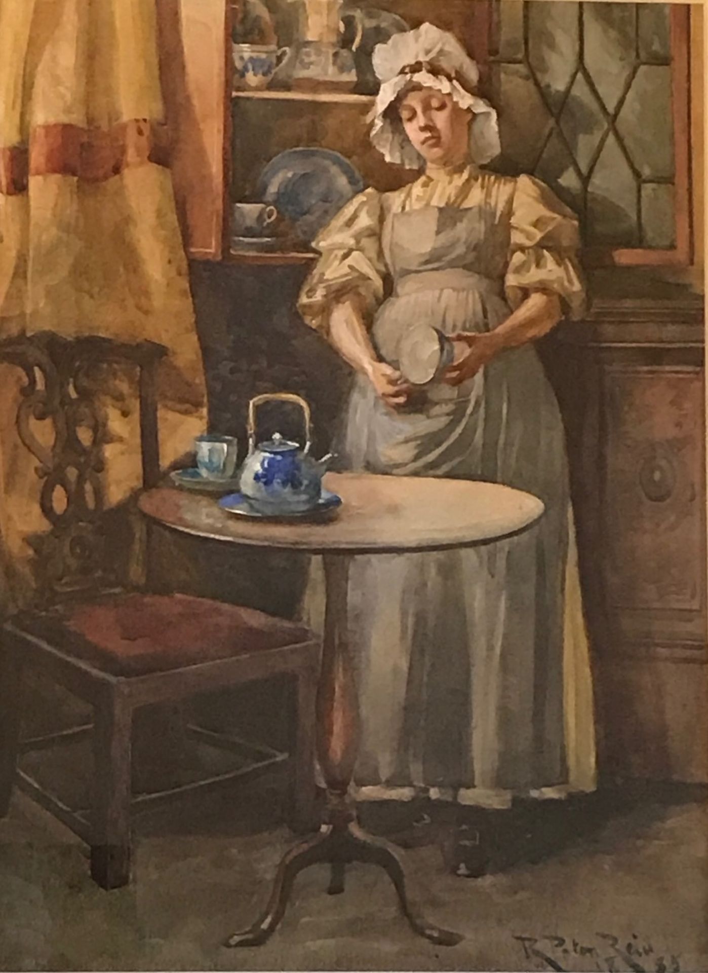 kitchen maid Original watercolour painting by Scottish artist Robert Payton Reid A.R.S.A