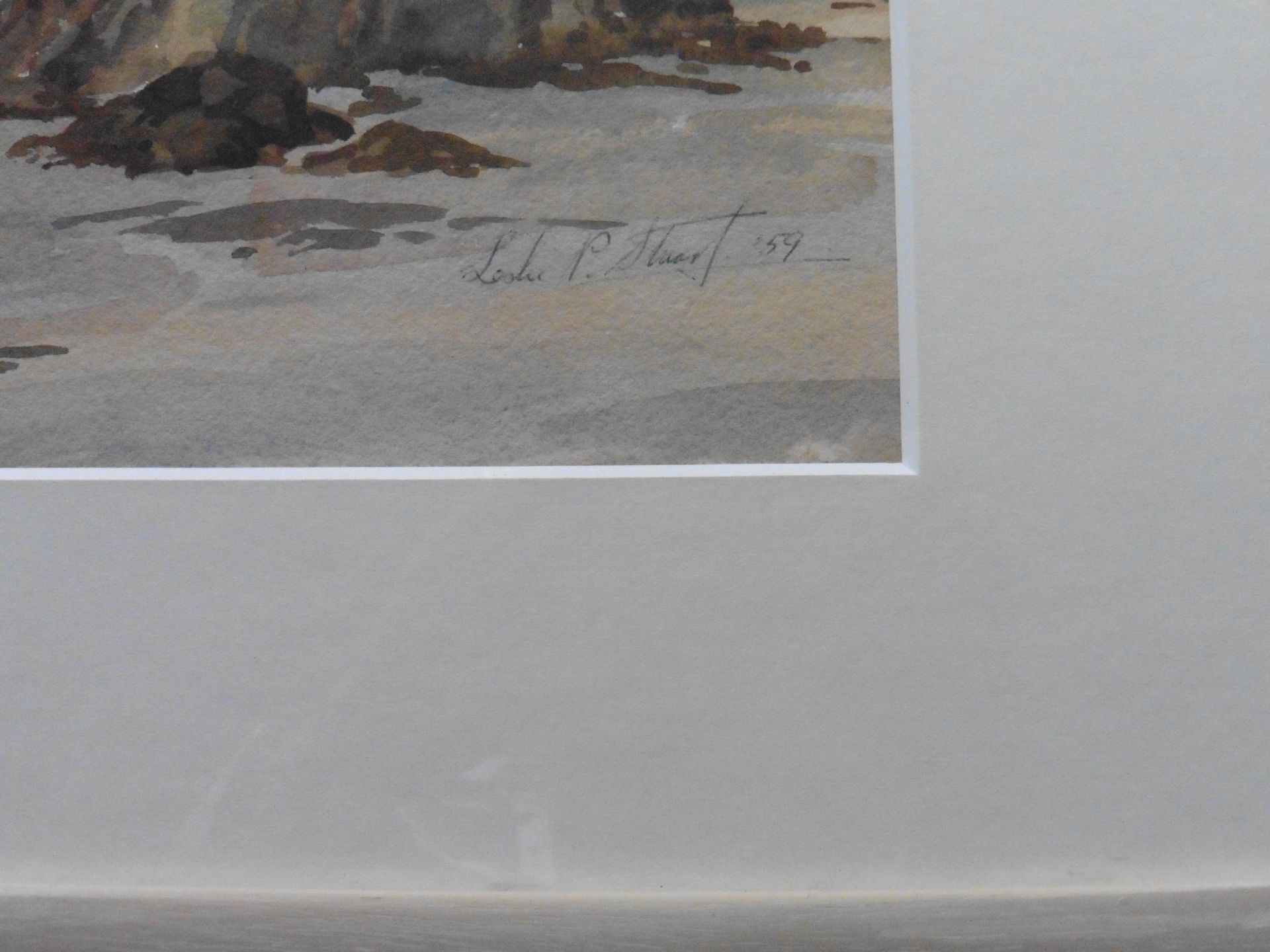 Original signed watercolour by leslie P stewart Fl 1946-1967 - Scottish View Skye from Traig Sands - Image 3 of 5