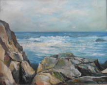 Seascape Scottish Costal view Original oil painting by Scottish artist Torquil Macleod 1933-2002