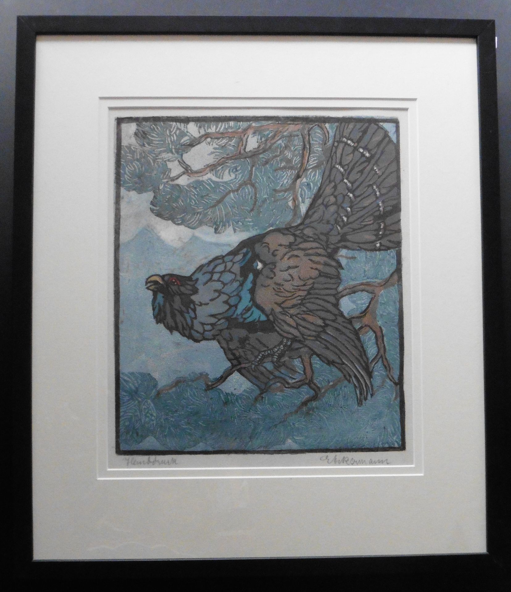 Duck- German wood block print signed and titled indistintly - Image 2 of 6