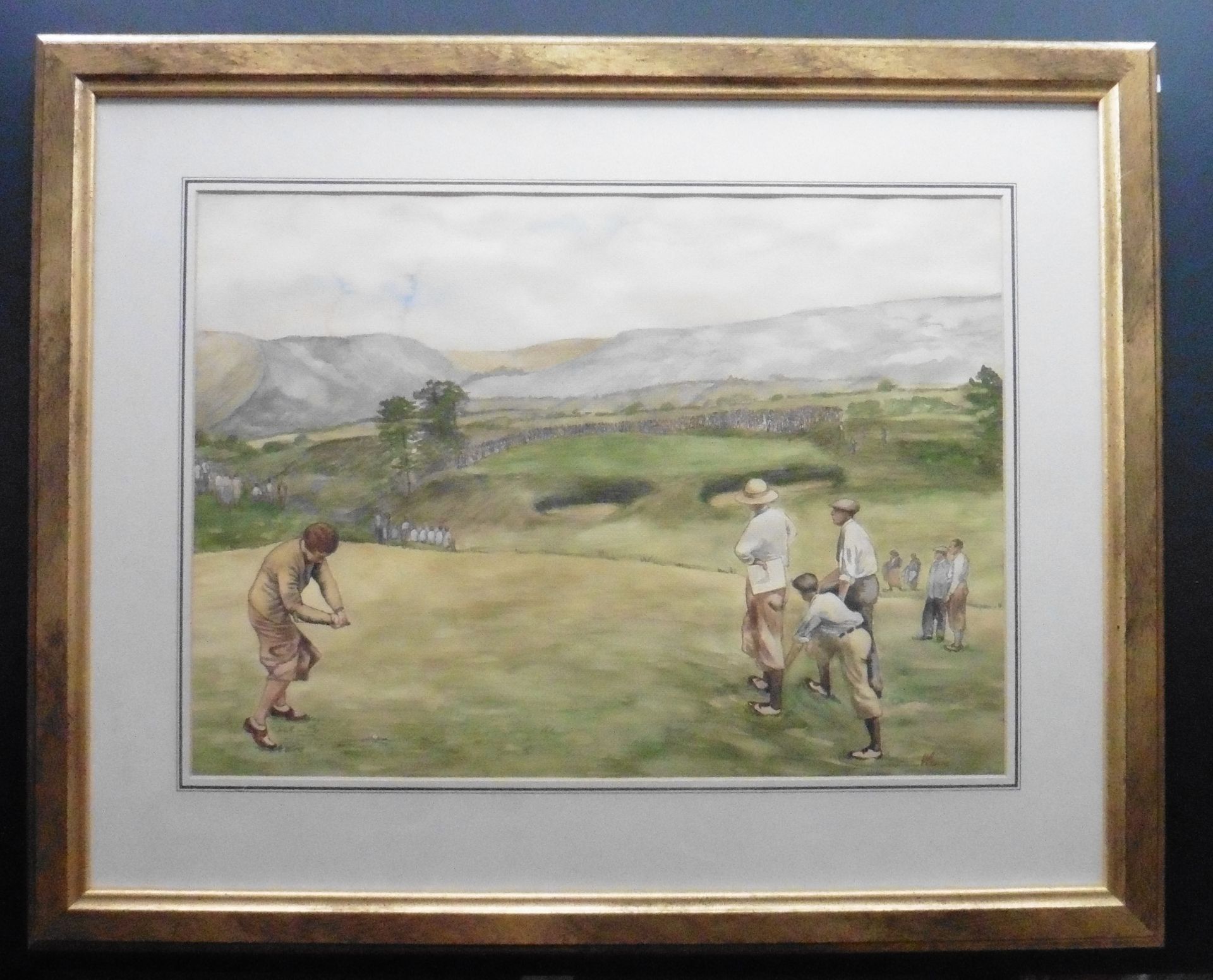 Original signed watercolour by V Greene British artist, Golf interest 10th hole at Gleneagles - Image 2 of 5