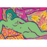 The Green Nude signed and numbered Limited edition Silk Screen Print by British artist Gerry Baptist