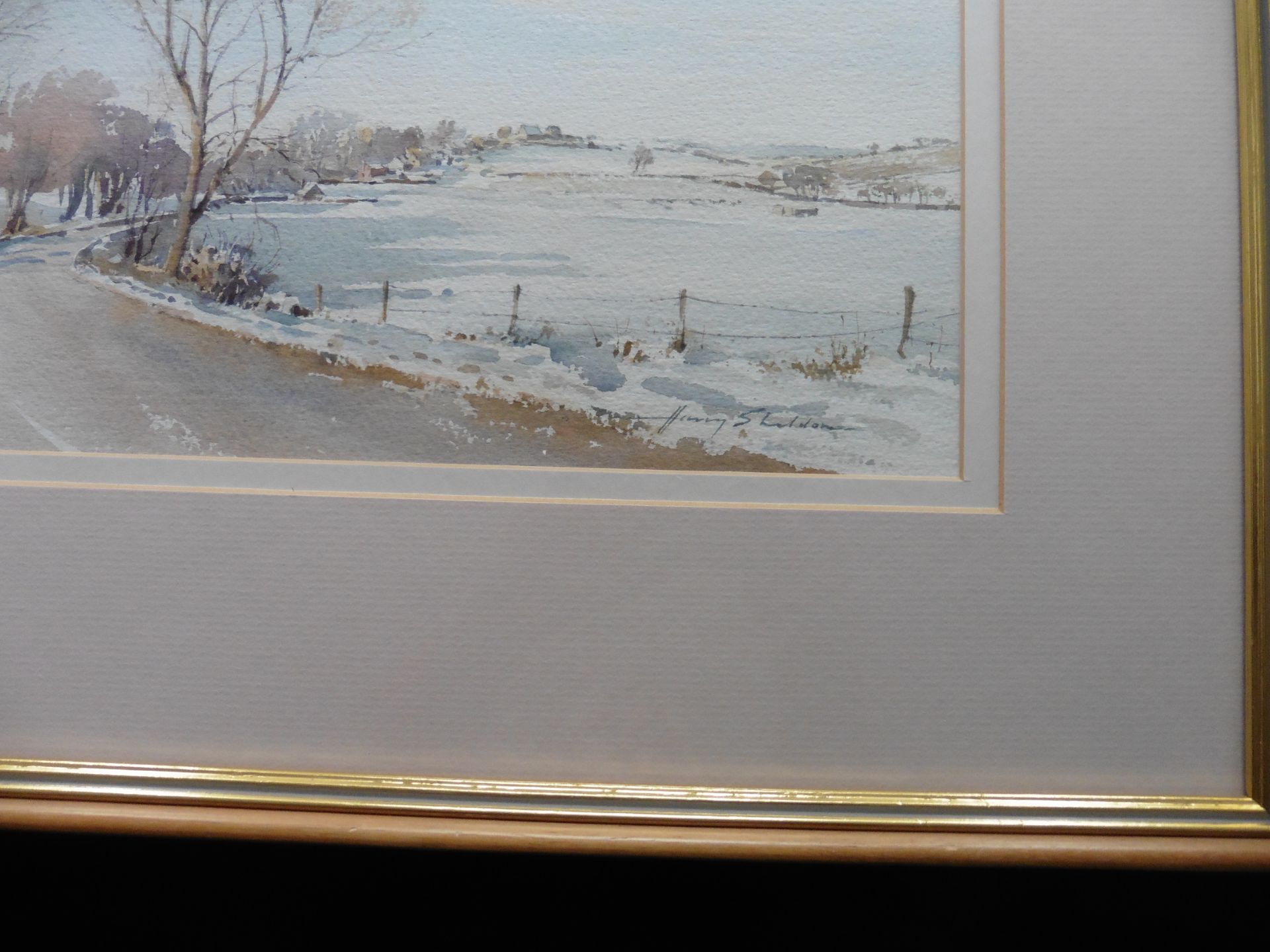 Original signed watercolour "Winter Sunshine Castlehill" by Harry Sheldon 1923 F.R.S.A - Image 3 of 6