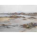 Original signed watercolour by leslie P stewart Fl 1946-1967 - Scottish View Skye from Traig Sands