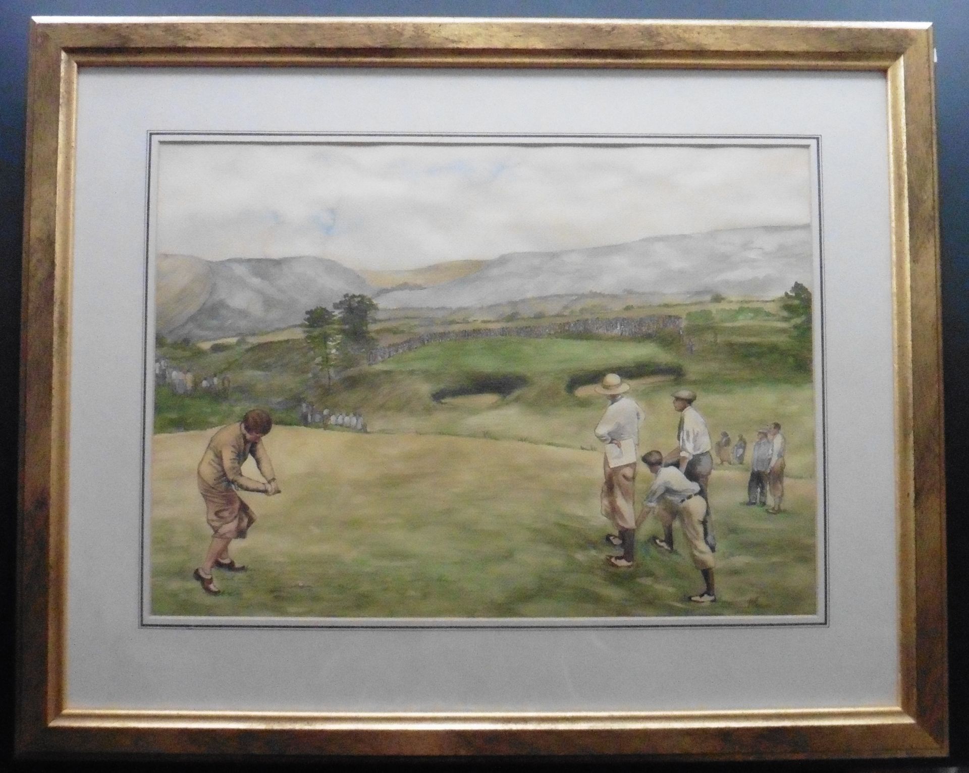 Original signed watercolour by V Greene British artist, Golf interest 10th hole at Gleneagles - Image 5 of 5