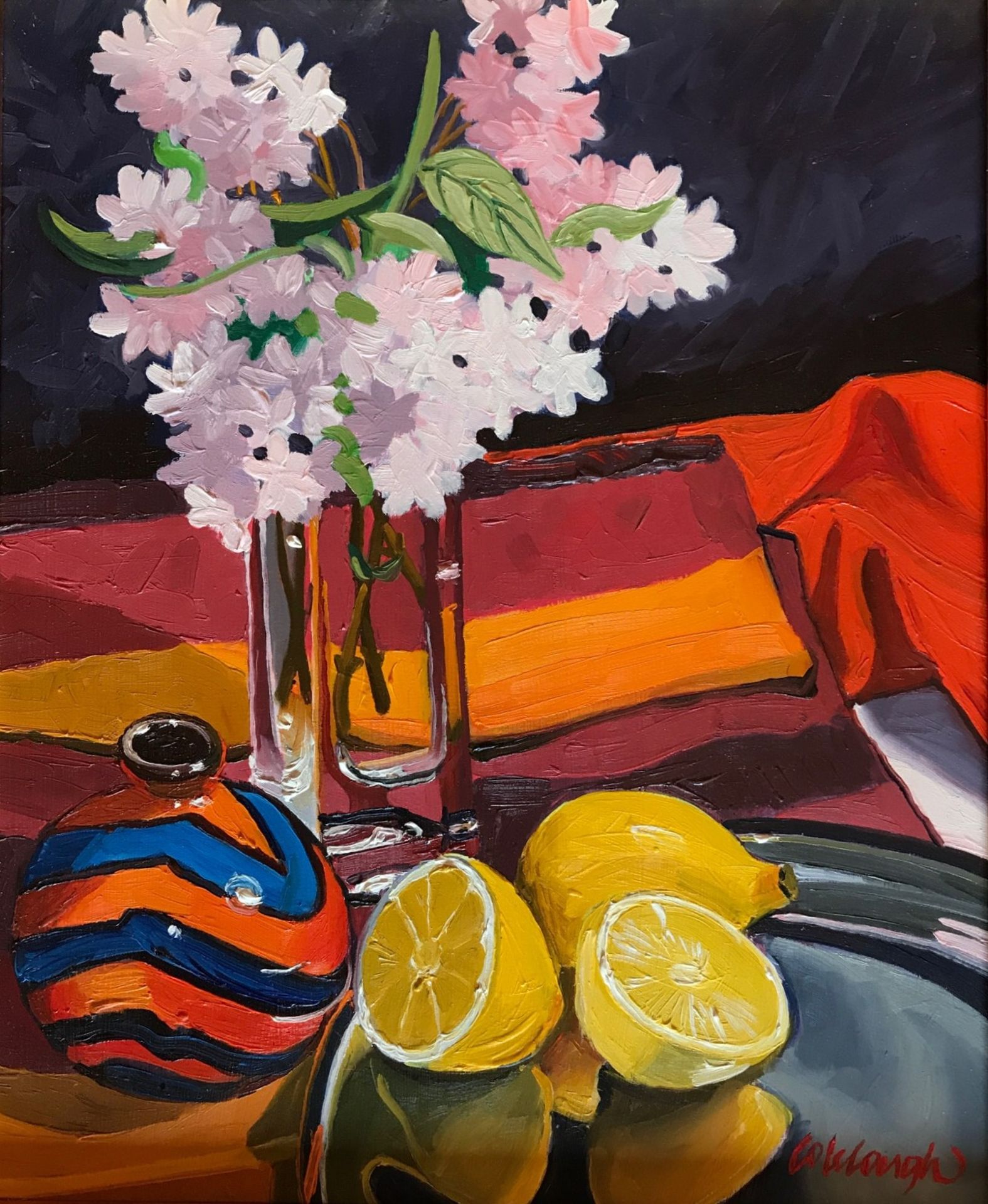 Still life oil painting by Frank Colclough Scottish artist, Exhib RSW, RGI PAI and RSA