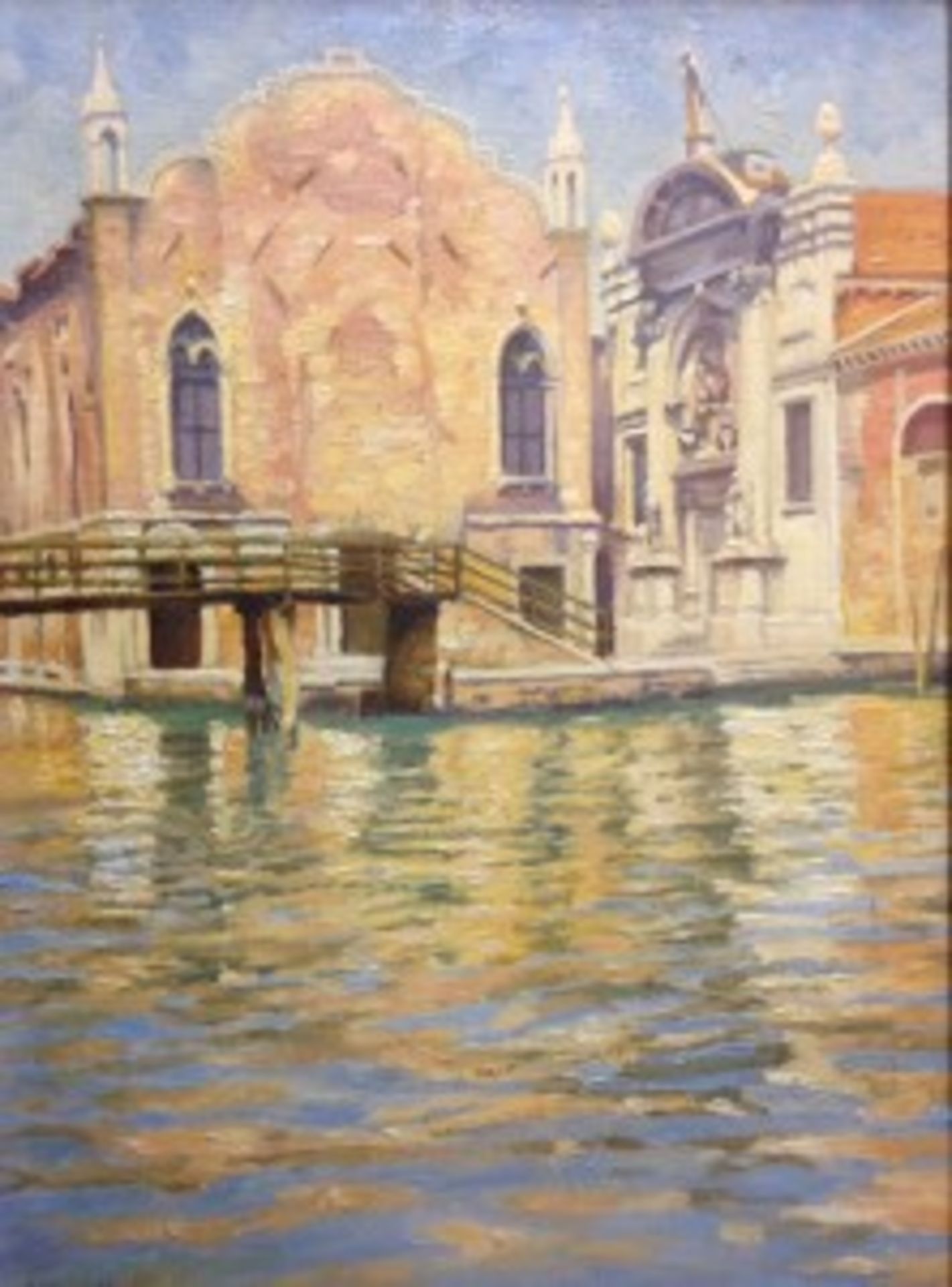 Original oil painting, "Across a Venetian Waterway" by Clifford Hanney, ARWA RA ROI RBA RWA