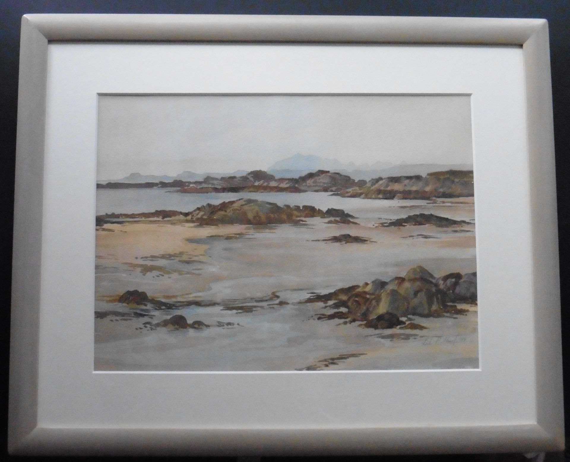 Original signed watercolour by leslie P stewart Fl 1946-1967 - Scottish View Skye from Traig Sands - Image 2 of 5