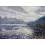 Loch Duich and the Five sisters of Kintal oil painting by British artist Howard Butterworth