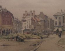 Original signed watercolour Folkestone Street scene by Roy Young Ferguson 1907-1981
