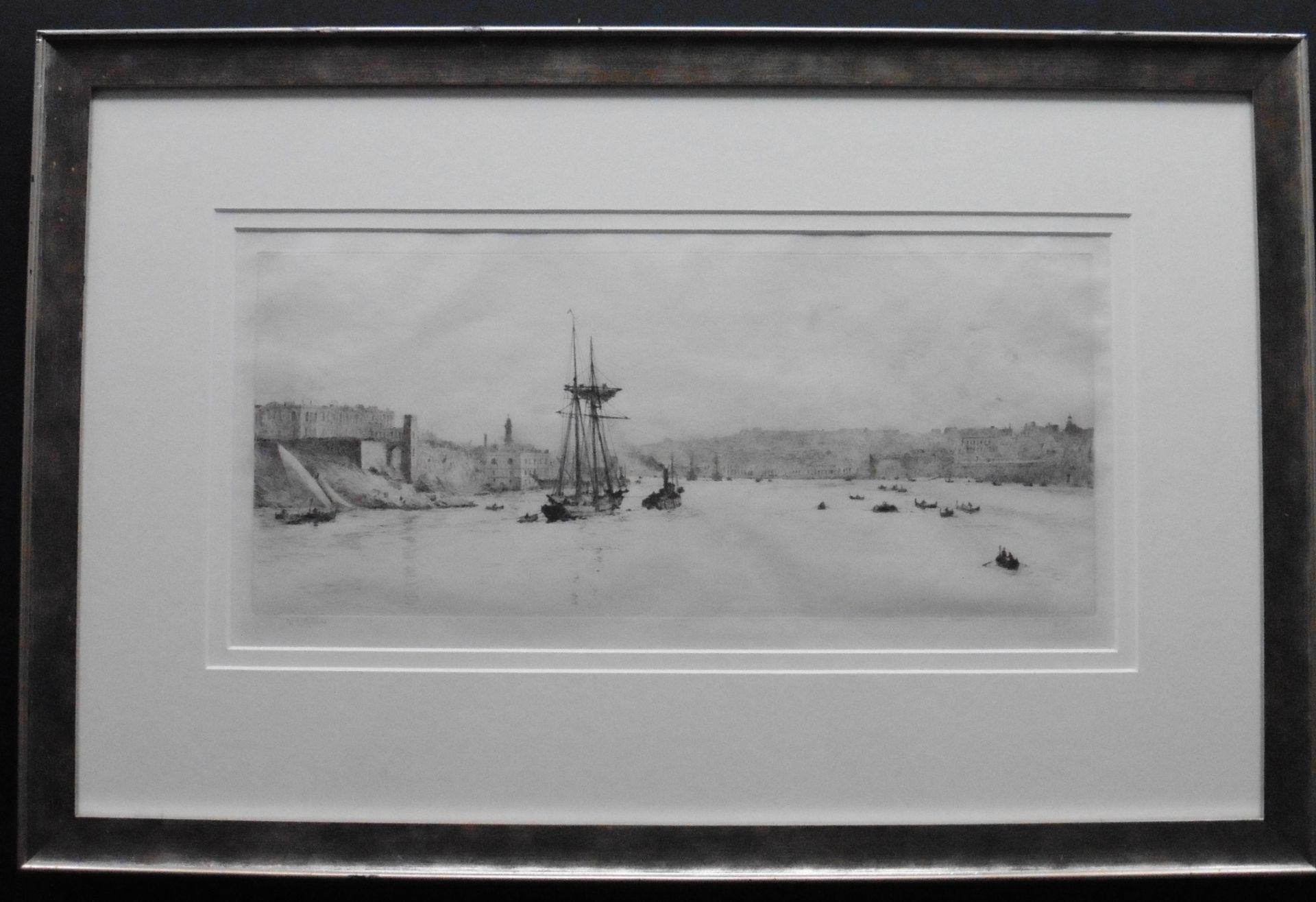 William Lionel Wylie 1851-1931 Signed etching Valetta Harbour _ Malta - Image 2 of 4