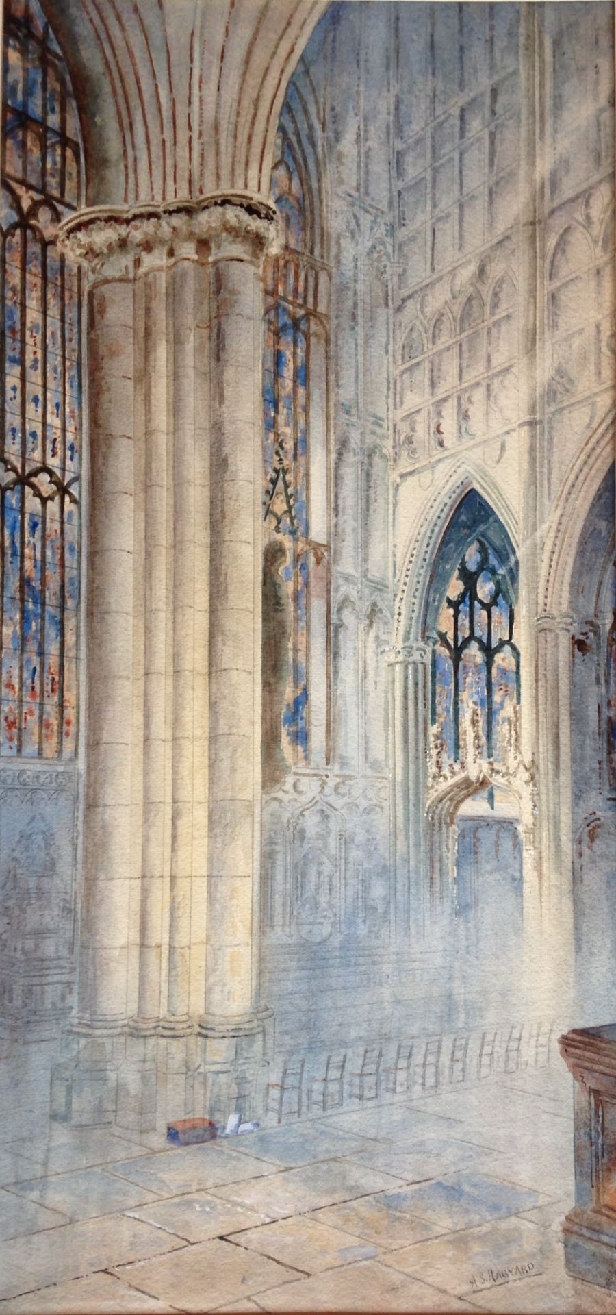 Signed watercolour ñLady chapel York cathedralî by A S Hagyard