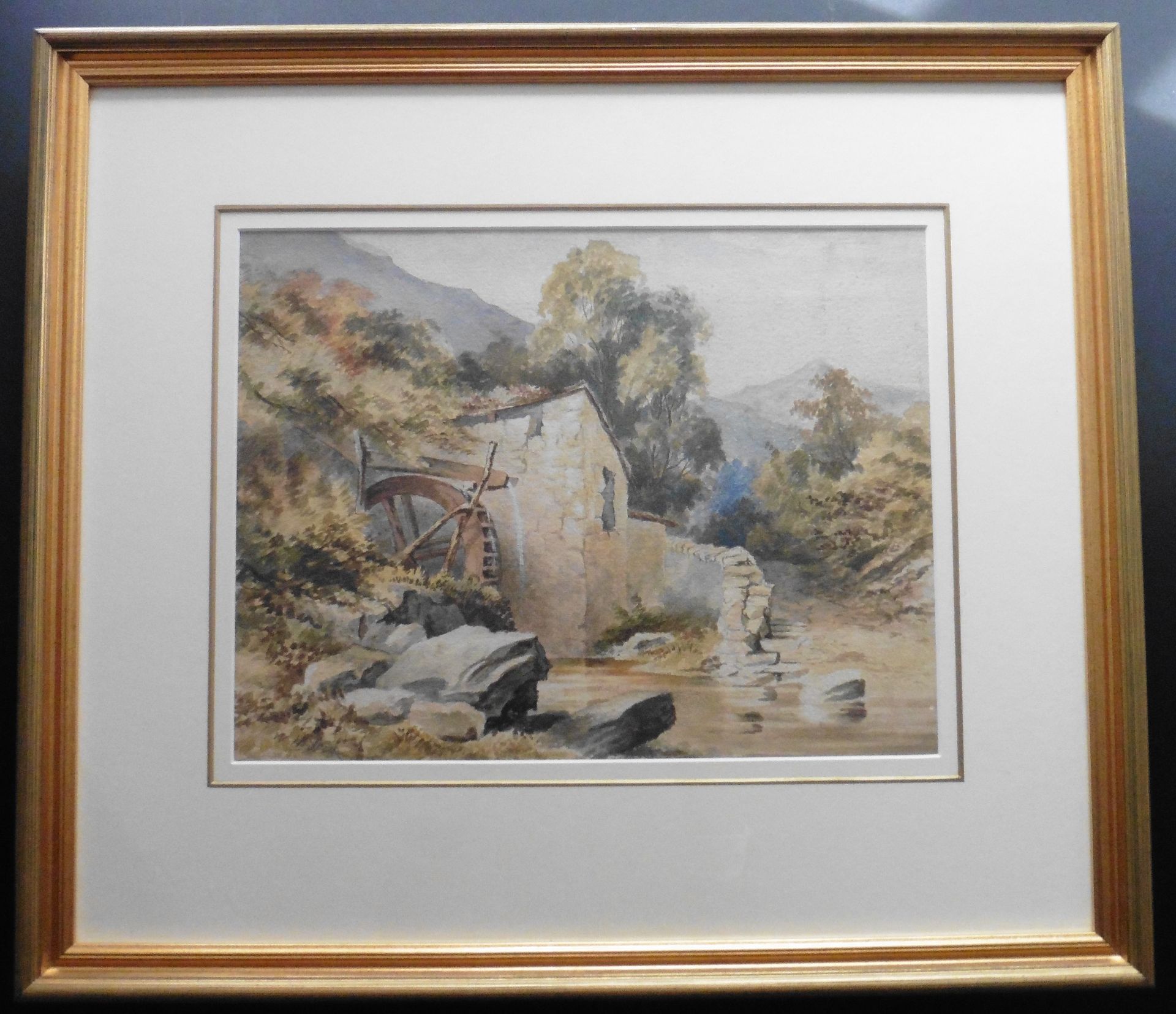 Watercolour signed indistinctly - Watermill - Image 2 of 5