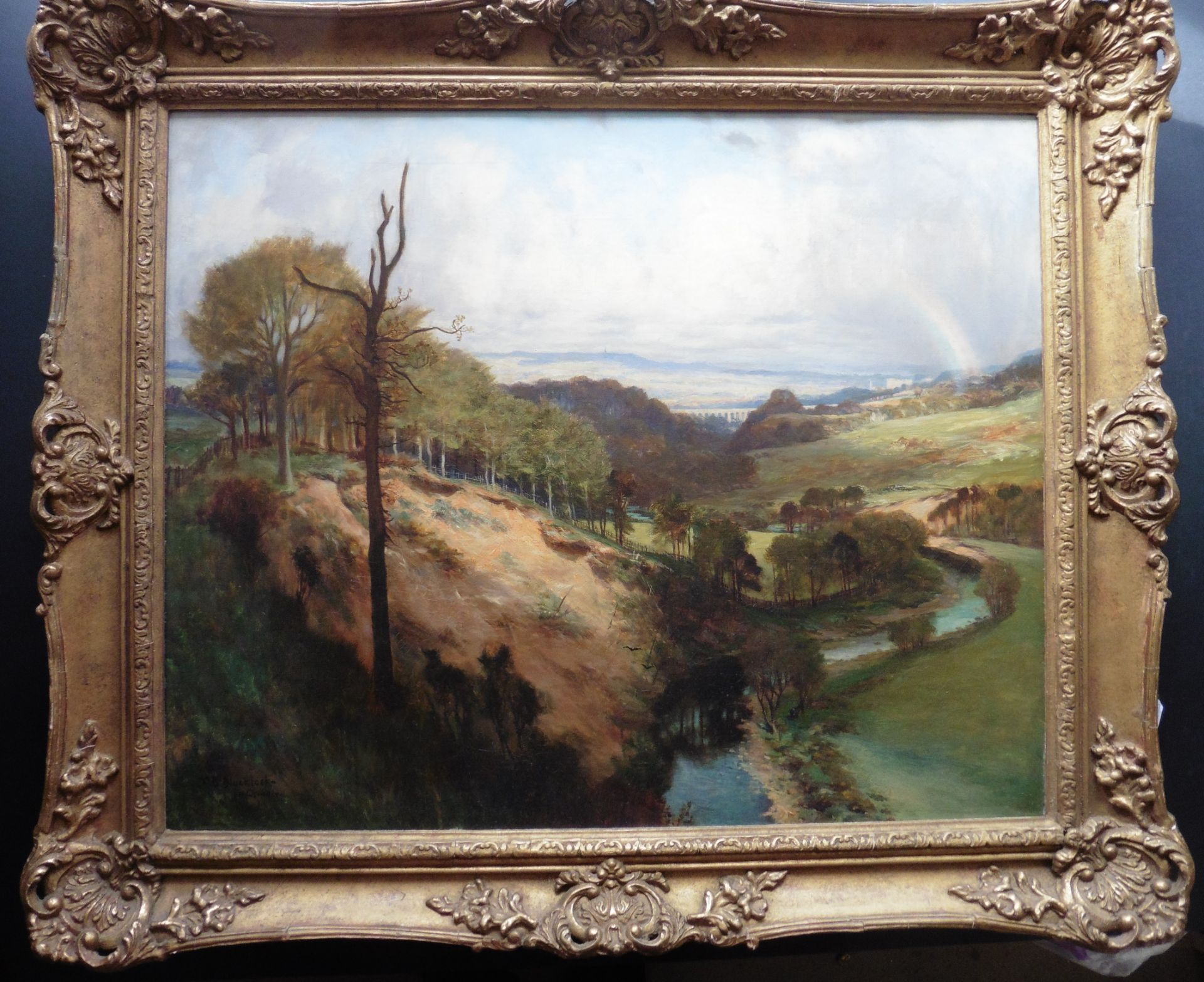 Original signed oil painting "The Almond near Newbridge" by Thomas Bromley Blacklock (1863-1903) - Image 2 of 7