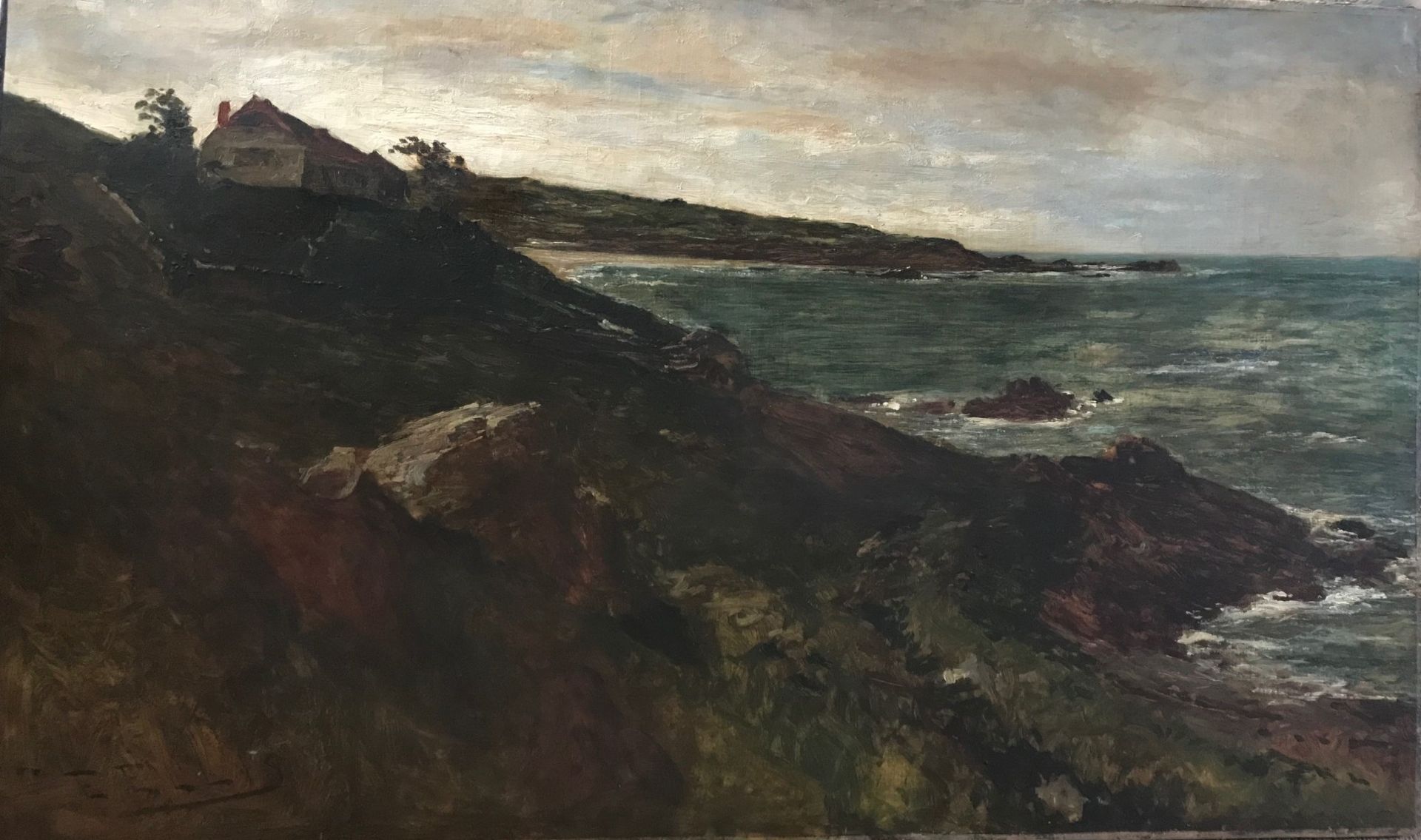 Large unframed landscape oil painting by Edwin Ellis 1842_1895 R.B.A