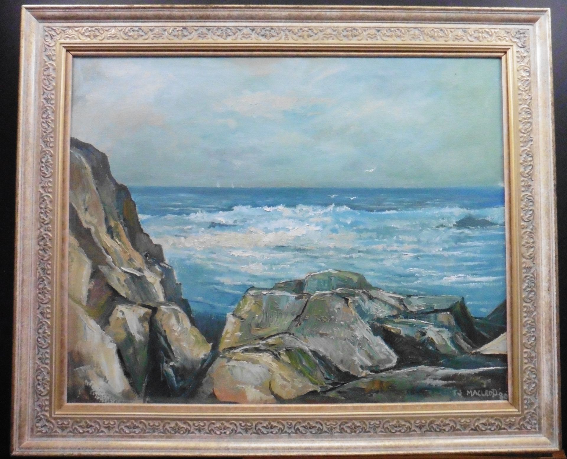 Seascape Scottish Costal view Original oil painting by Scottish artist Torquil Macleod 1933-2002 - Image 2 of 5