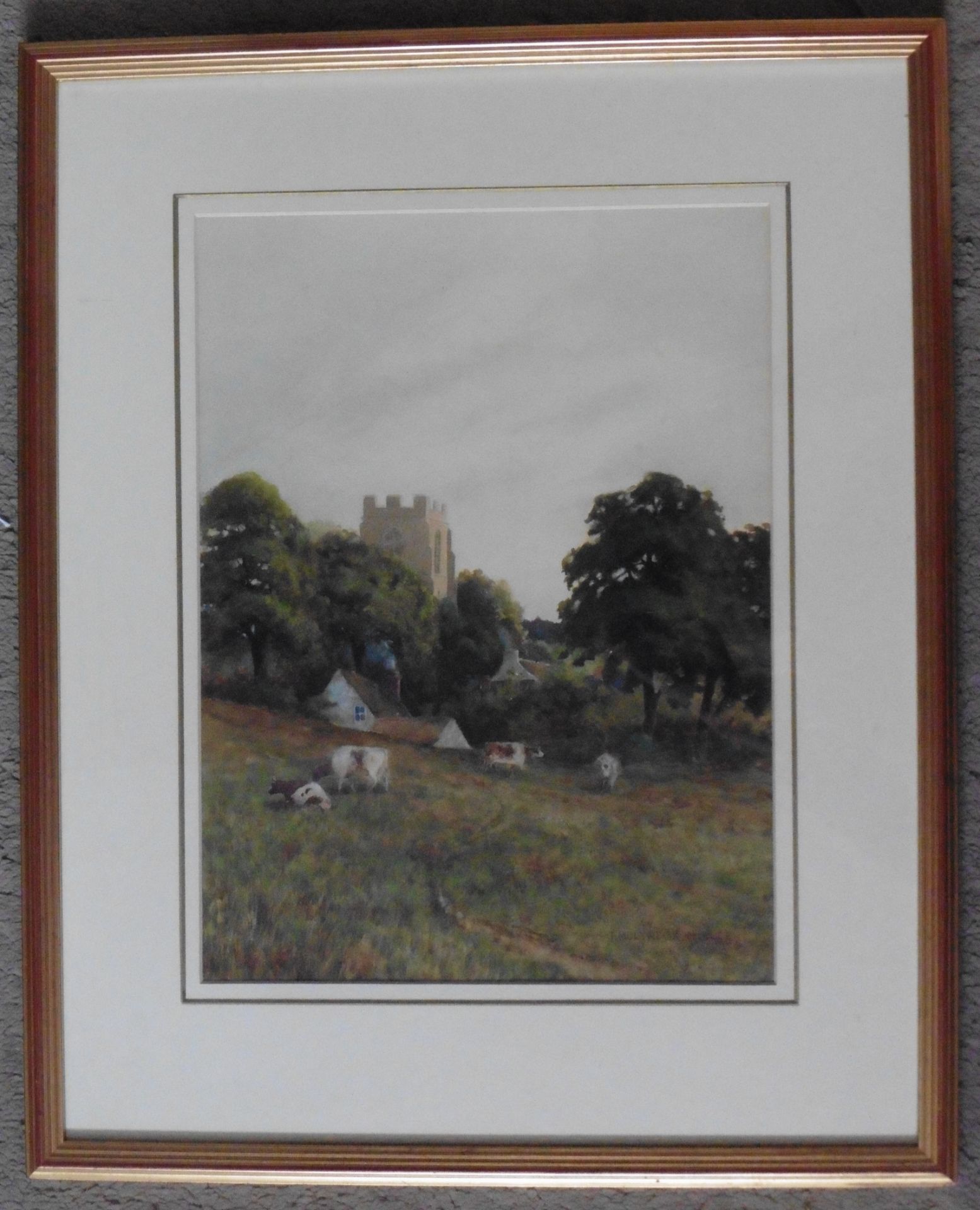 Engilsh School,Original water colour signed by the artist T Molyneux Miller depicting cattle grazing - Image 2 of 3