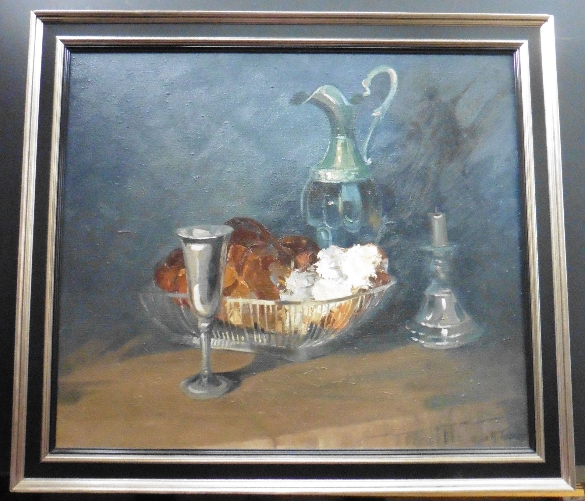 Bread and Pewter still life oil painting by Helen M Turner Bn 1937 PPAI, GSWA Exhib R.G.I - Image 3 of 5