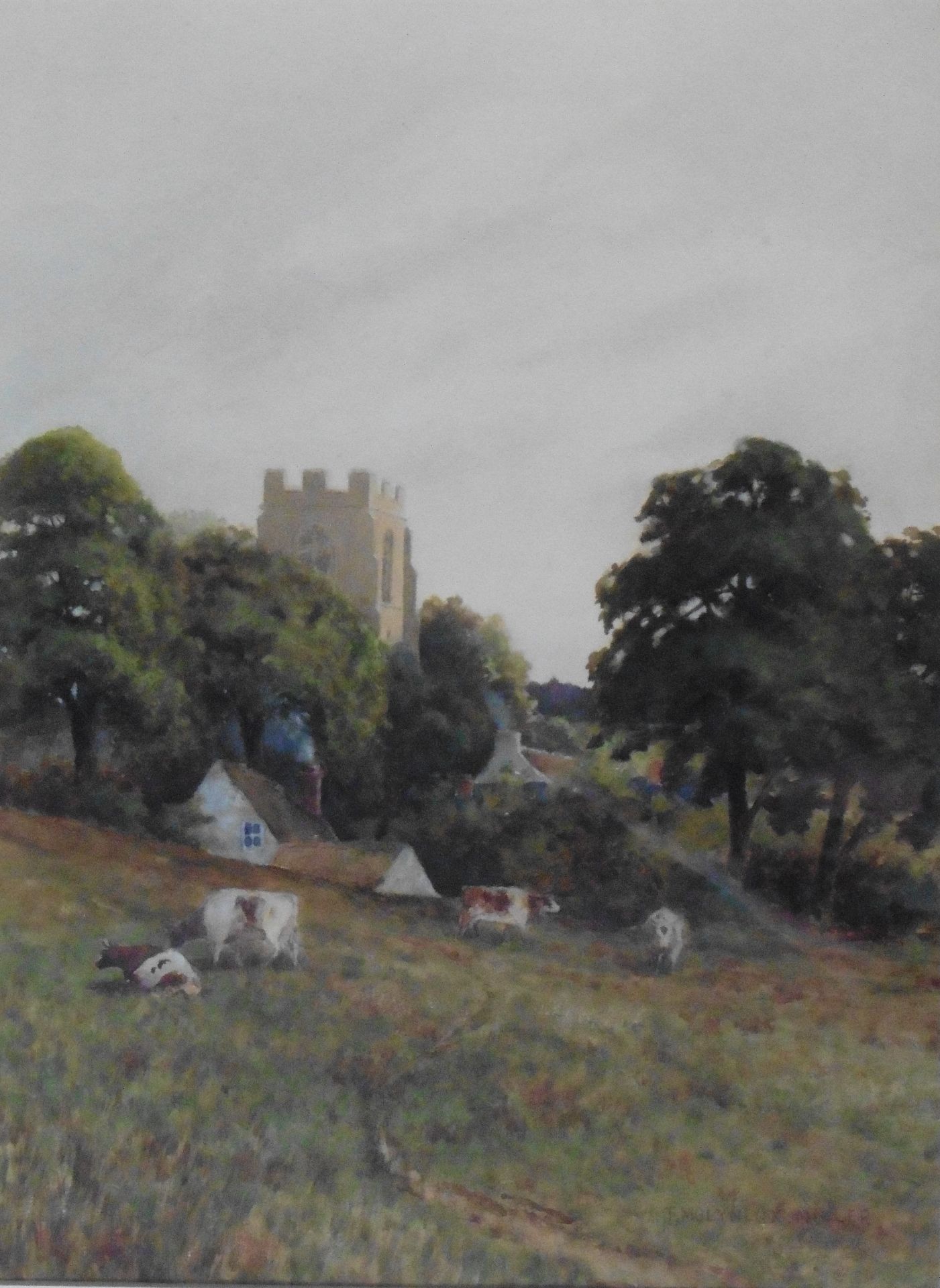 Engilsh School,Original water colour signed by the artist T Molyneux Miller depicting cattle grazing