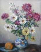 Original oil painting Attrib Robert Dickie Cairns 1866-1944 R.S.A "Chrysanthemums and Daisies"