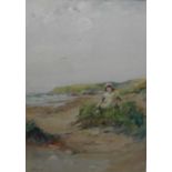 Original watercolour by Scottish artist Tom Patterson "Child on the beach"