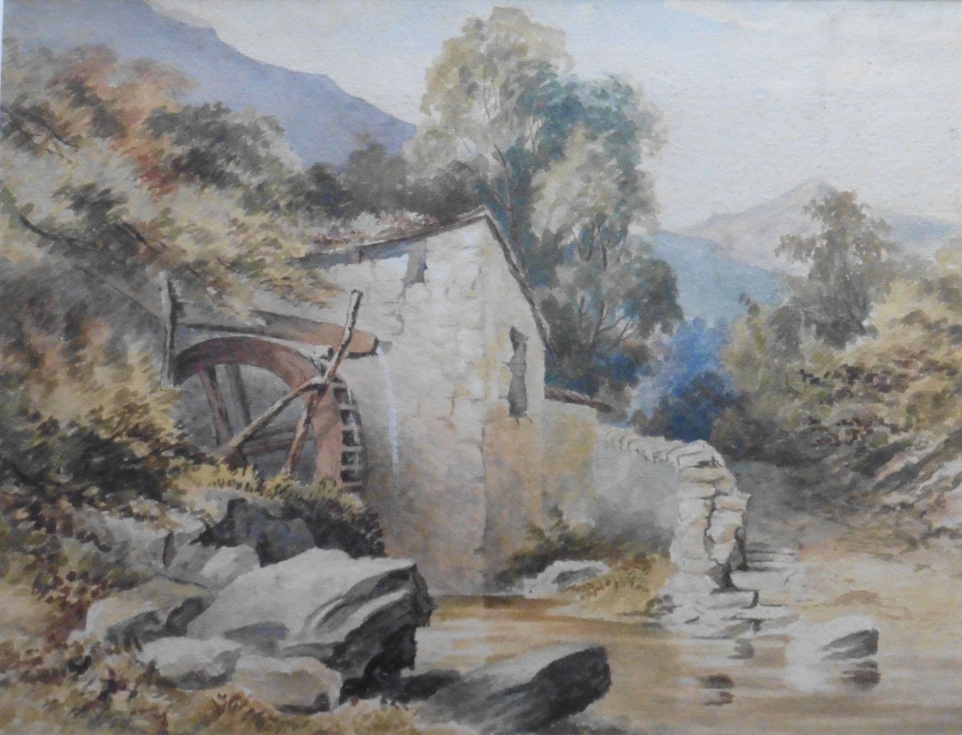 Watercolour signed indistinctly - Watermill