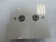 12x PROCEPTION Outlet Plate F-Type Screened Double Satellite Socket White - PROOUT22F
