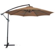 Ivory Banana Parasol 3m Wide. Manufactured with a Strong steel frame complete with winch & base. The