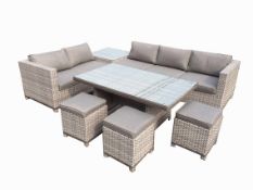 Sabrina corner sofa set The set includes three additional stool-style seats so that you can feed the