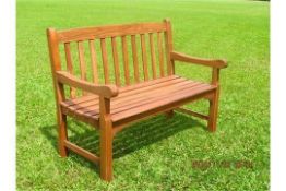 Rian 3 Seater Solid Hardwood Acacia Benches. Boxed. Flat Packed. 3 Seater Bench, size H90cm x W150cm