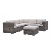 Radeway Sectional Outdoor Patio Furniture Sets Wicker Rattan Sofa with Covers, Mix Brown Truffle and