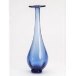 Vintage Signed Scandinavian? Blue Art Glass Vase 20Th C.