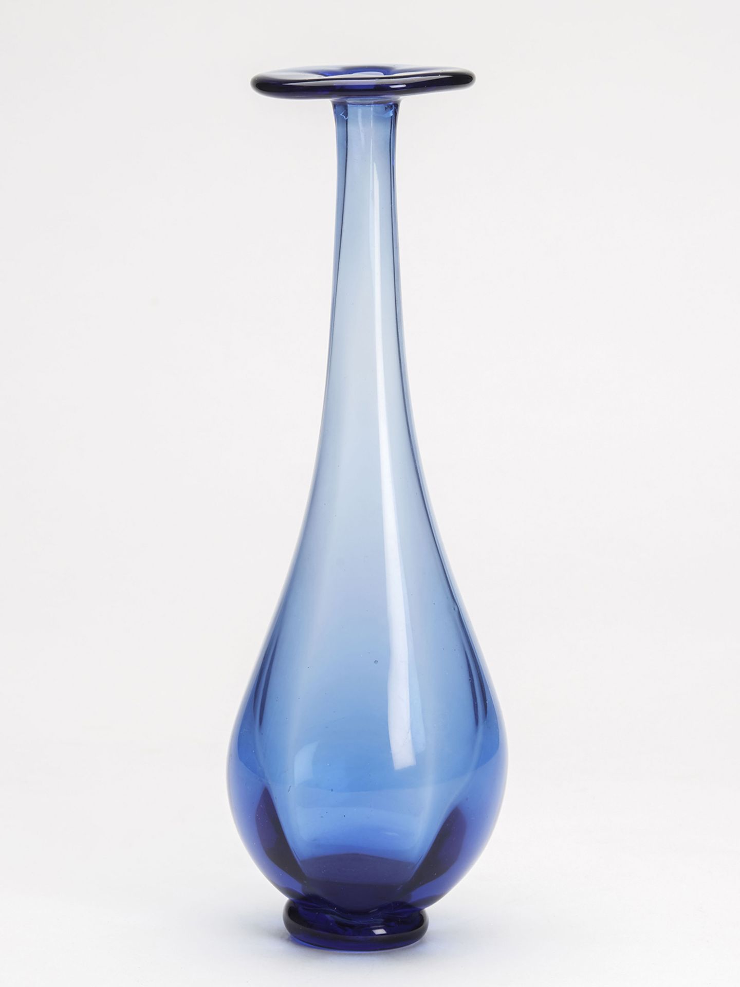 Vintage Signed Scandinavian? Blue Art Glass Vase 20Th C.