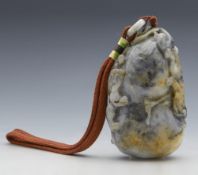Vintage Chinese Corded Hardstone Boulder With Kylin 20Th C.