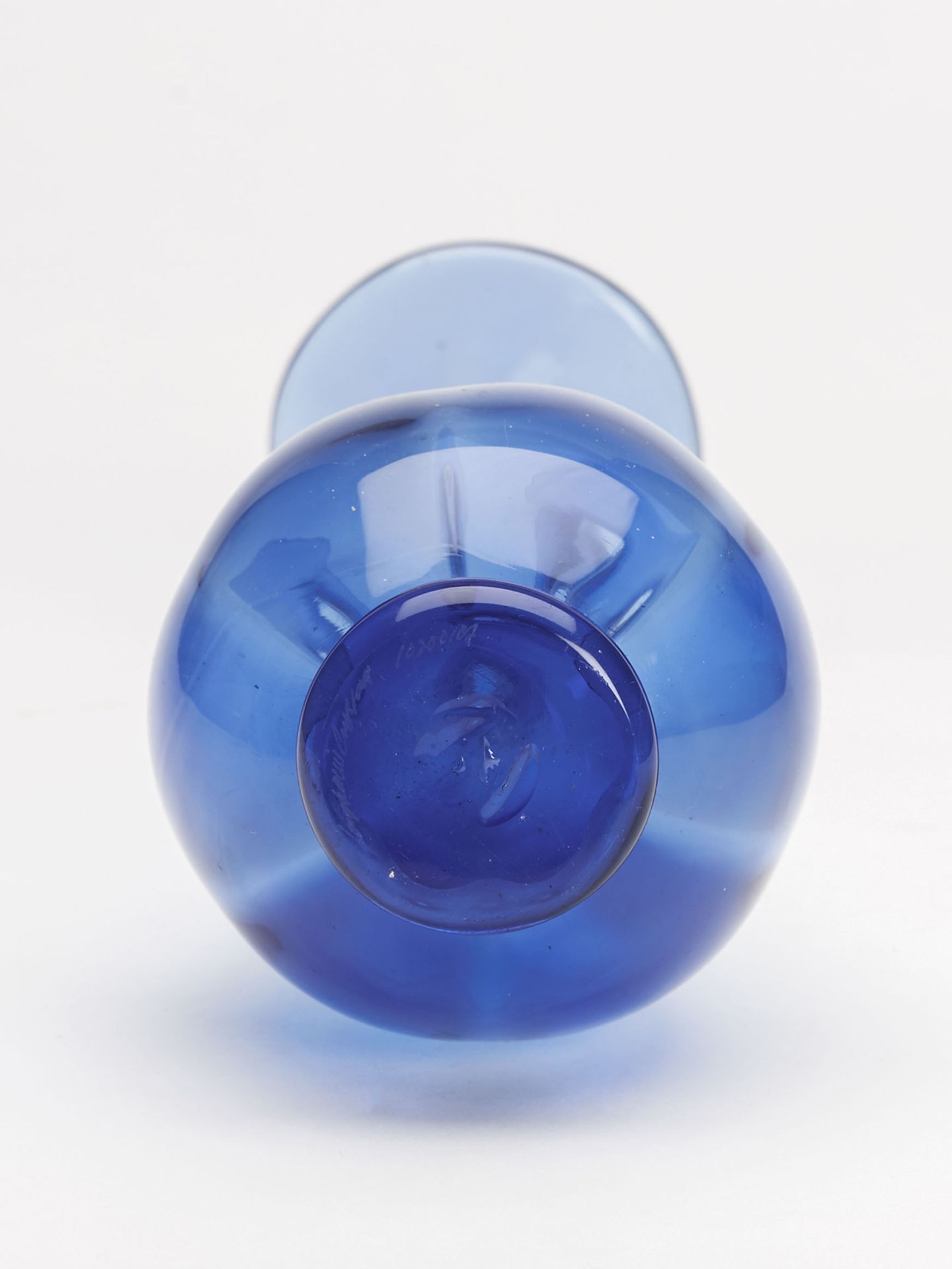 Vintage Signed Scandinavian? Blue Art Glass Vase 20Th C. - Image 3 of 5