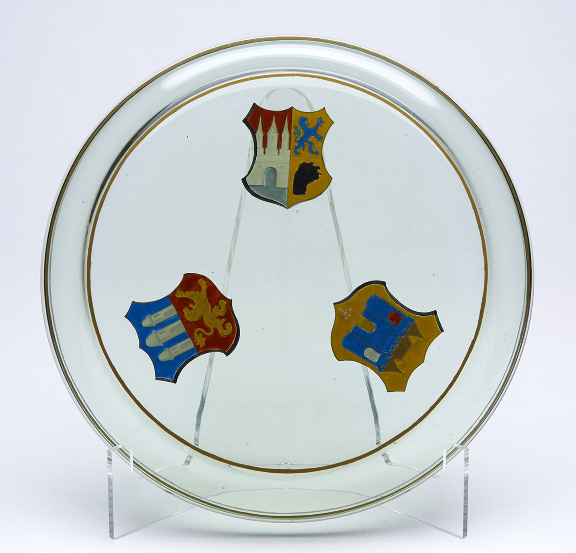 Bohemian Egermann Crested Glass Tray & Glasses 19Th C. - Image 5 of 9