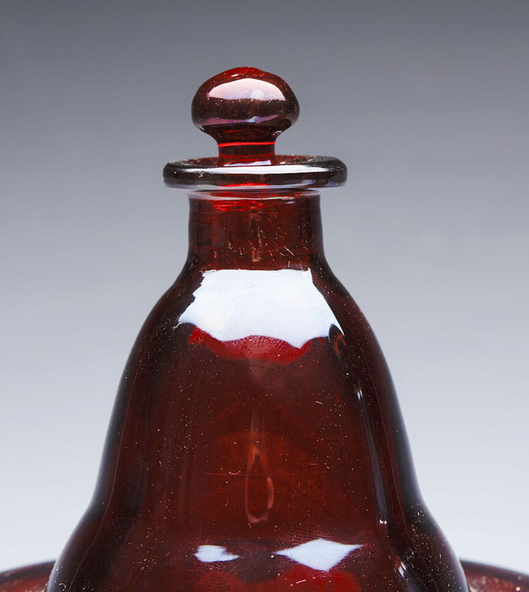 Antique Bohemian Ruby Flashed Figural Marriage Decanter 19Th C. - Image 3 of 12
