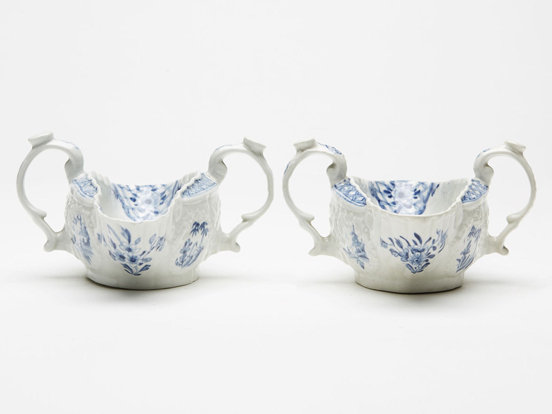 Pair Worcester Blue & White Sauce Boats C.1760 - Image 2 of 11