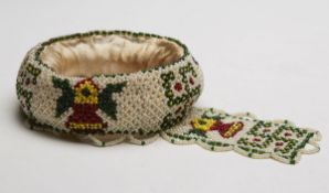 American Native Beaded Head Pot Support Early 20Th C.