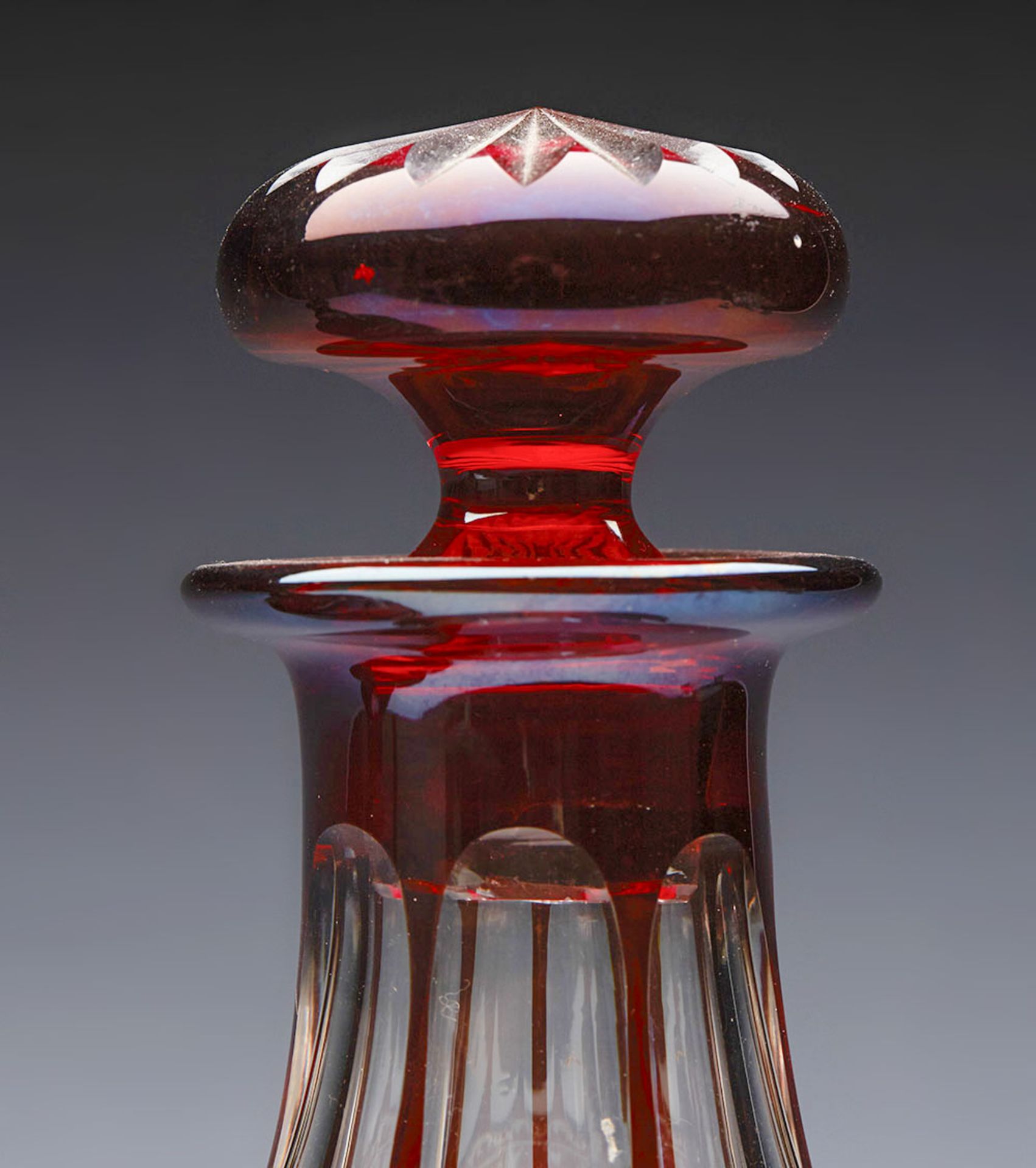 Antique Bohemian Ruby Flashed Figural Marriage Decanter 19Th C. - Image 12 of 12