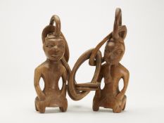 Vintage African Chained Wooden Figures 20Th C.