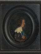 Antique Framed Charles I Coloured Wax Profile 18/19Th C.