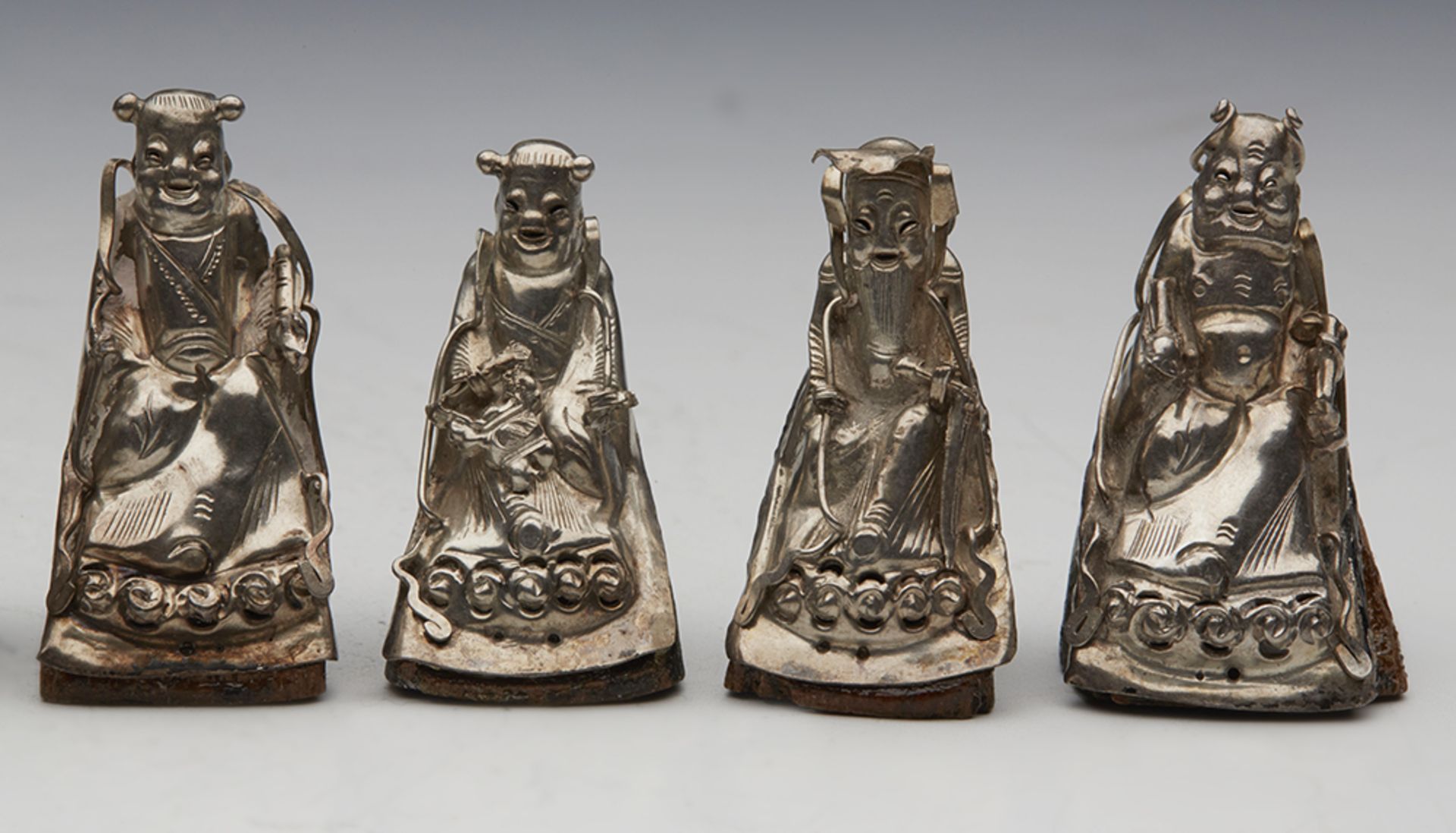 Antique Chinese Collection Nine Immortals Silver Menu/Place Holders 19Th C. - Image 7 of 10